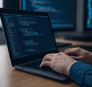 Desarrollador programando software